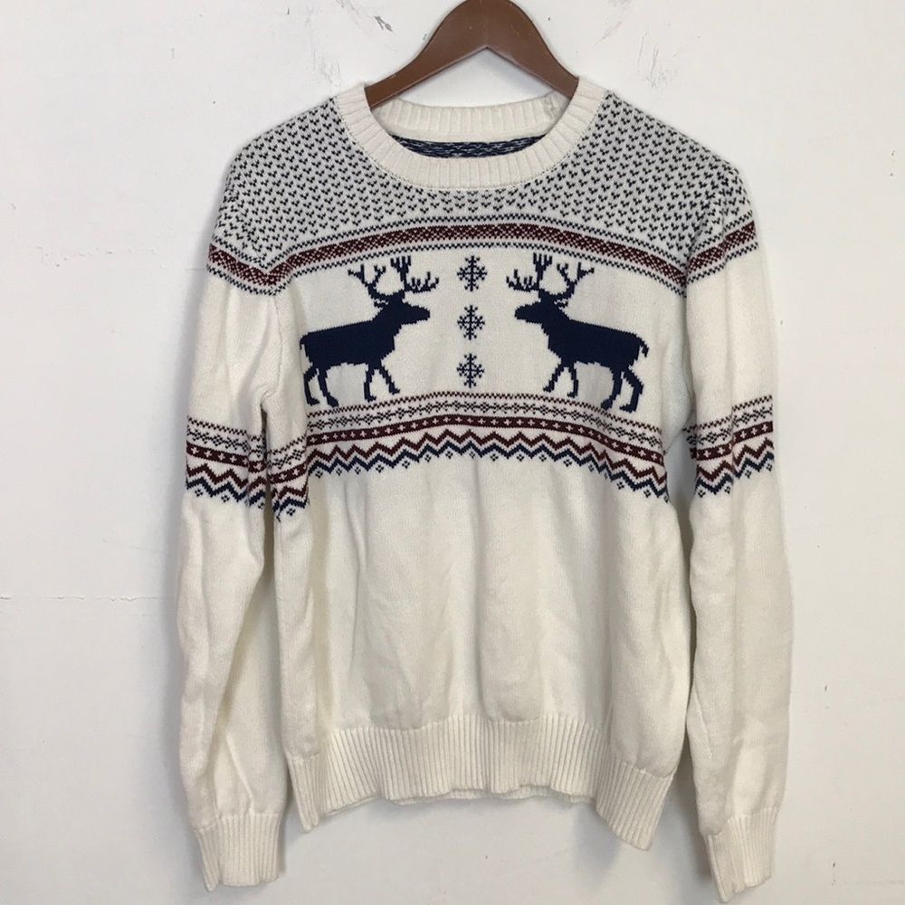 St John's Bay Men's Deer Elk Christmas Sweater